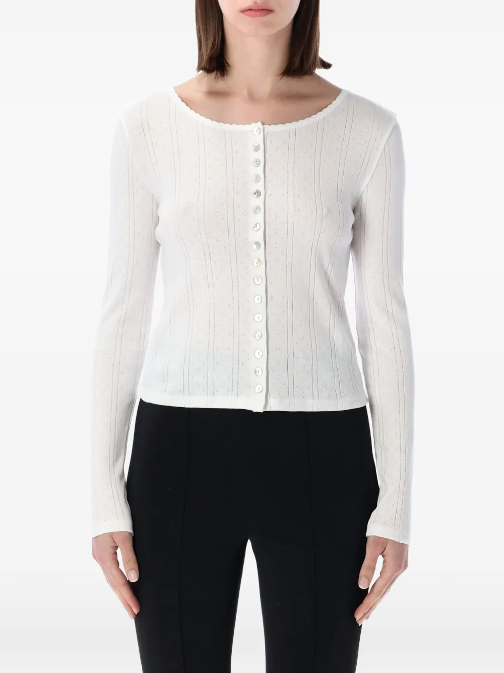 Róhe pointelle-knit cardigan - White