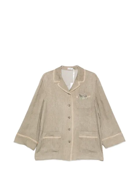 Hui Hui Petunia floral-patch shirt jacket