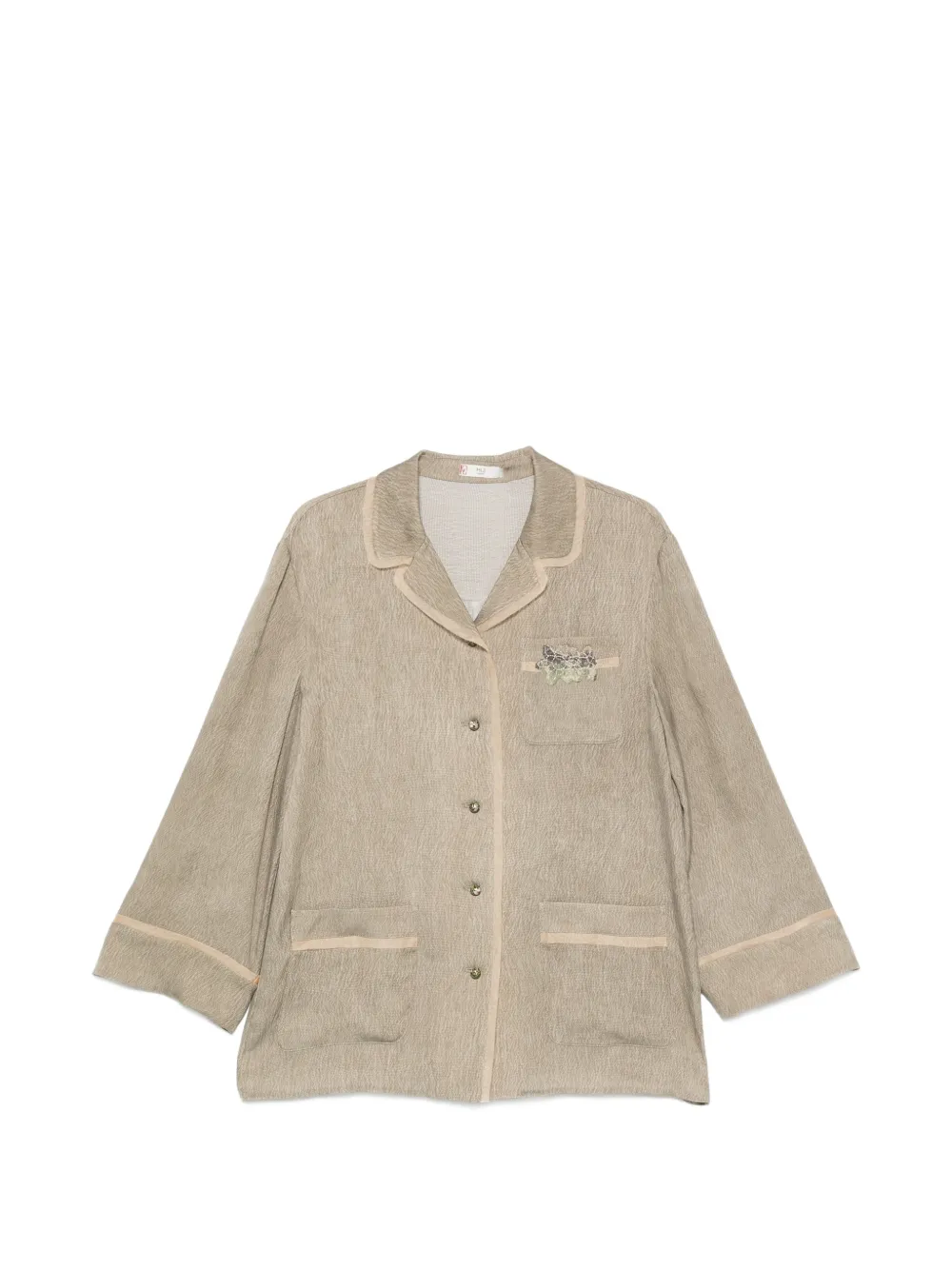 Hui Hui Petunia floral-patch shirt jacket - Green