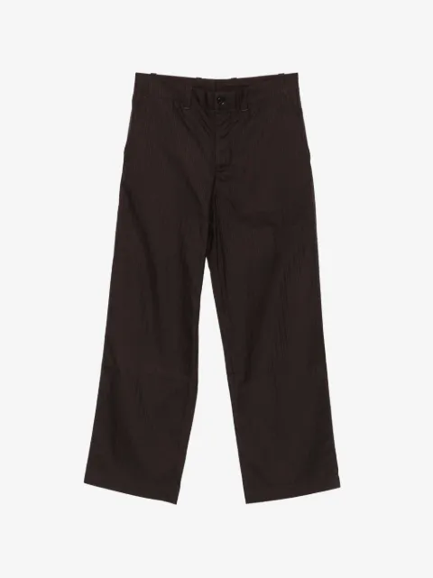 Lacoste pinstriped logo-patch trousers