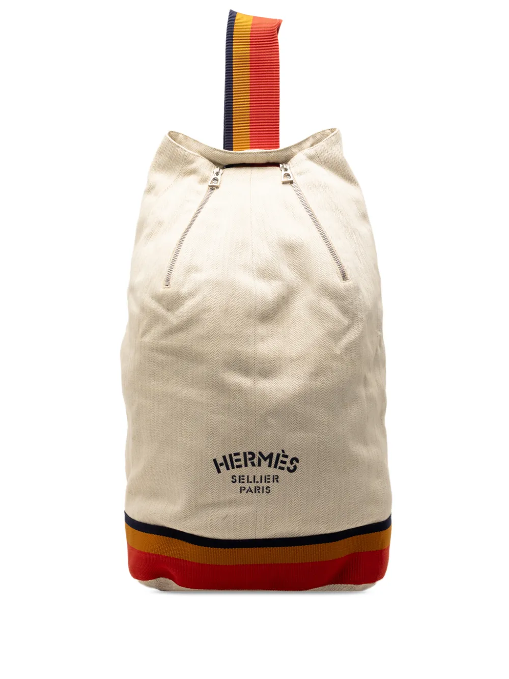 Hermès Pre-Owned 20th Century Toile Chevron Cavalier Sling Bag backpack - Weiß