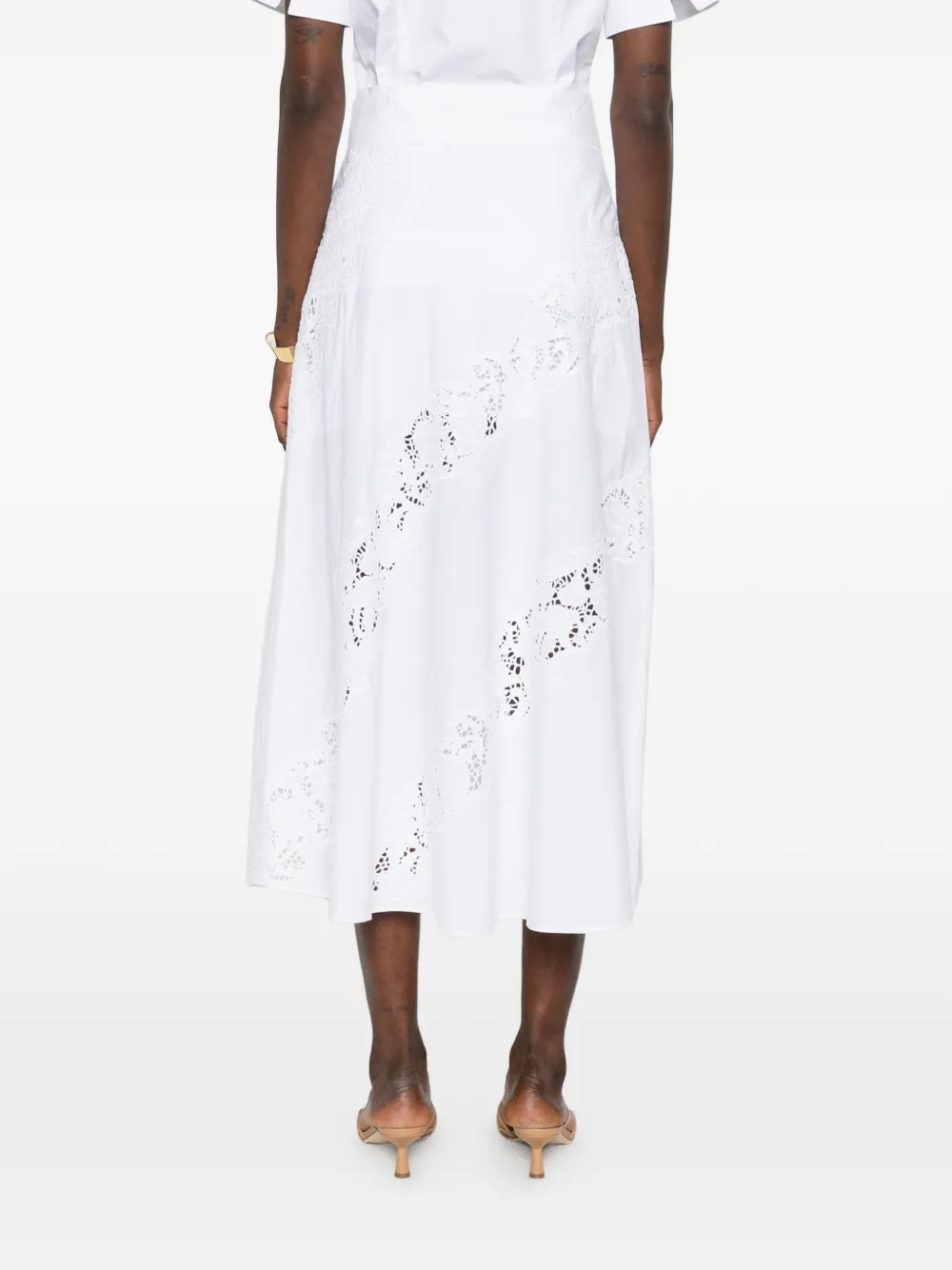 TWINSET Popeline en broderie anglaise maxi-rok Wit