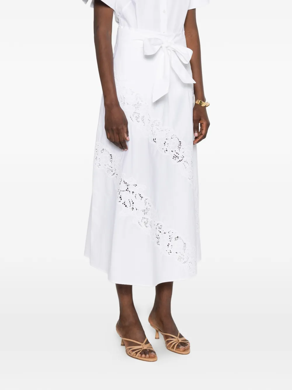 TWINSET Popeline en broderie anglaise maxi-rok Wit