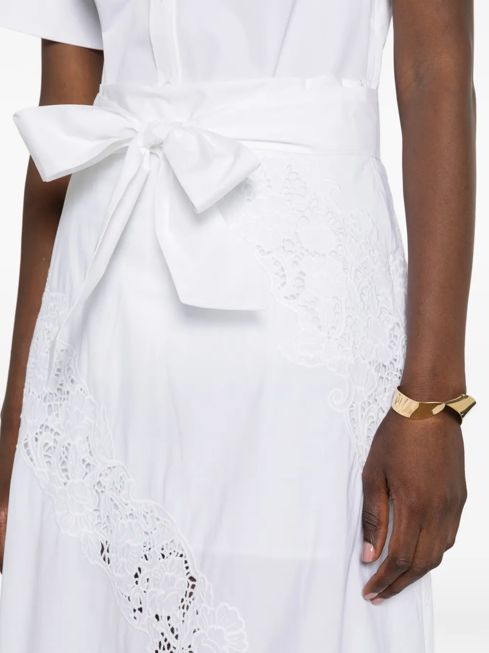 TWINSET Popeline en broderie anglaise maxi-rok Wit