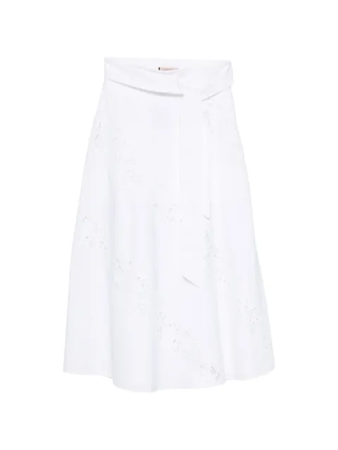 TWINSET long poplin and broderie anglaise skirt