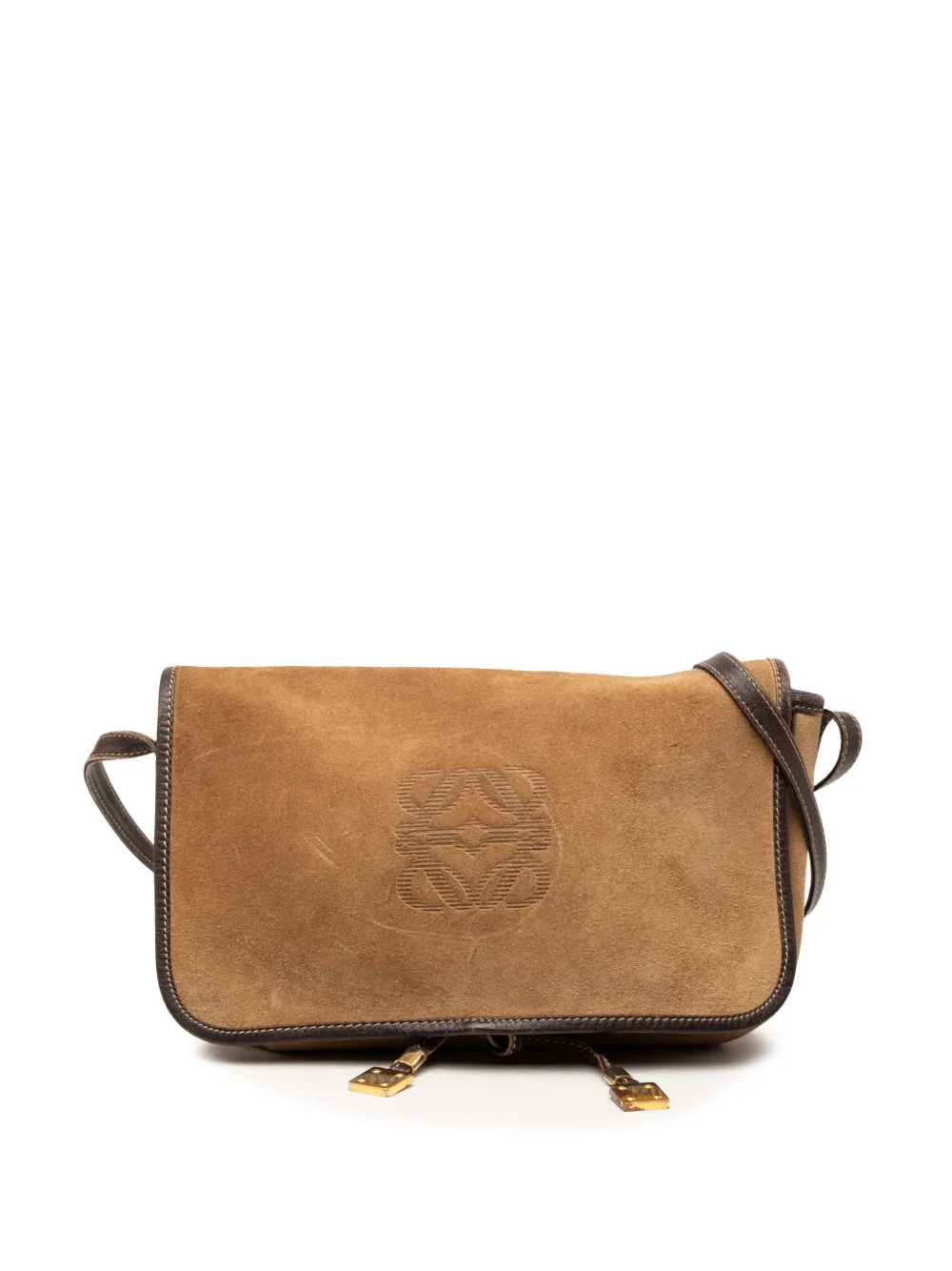 Loewe Pre-Owned 2000-2025 Anagram Suede Flap crossbody bag - Marrone