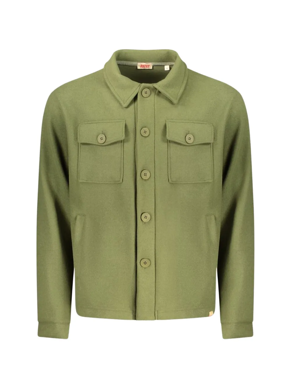 RIFLE button-up pocket-up cotton overshirt - Verde
