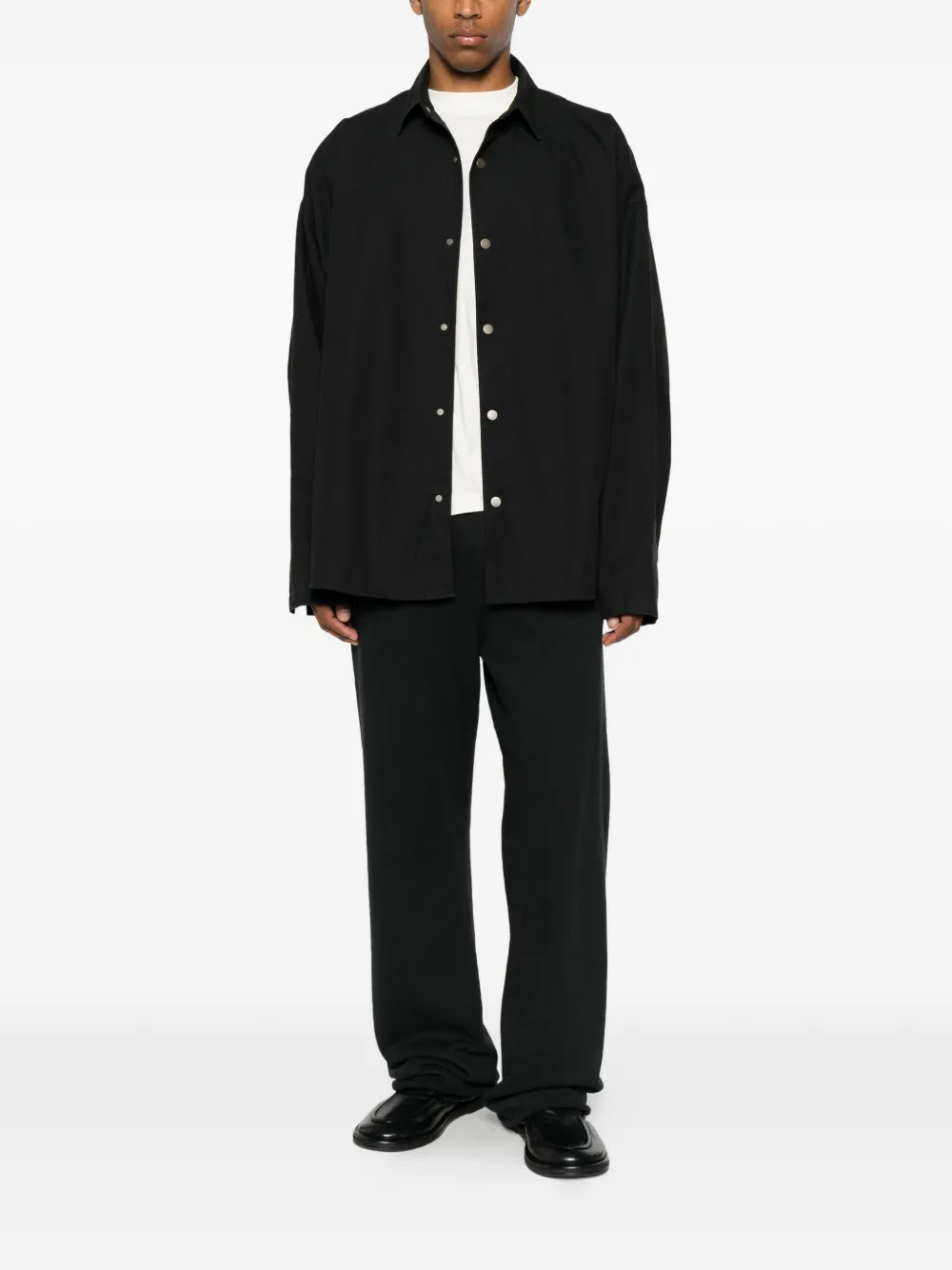 FEAR OF GOD ESSENTIALS Shirtjack met geborduurd logo en drukknopen Zwart