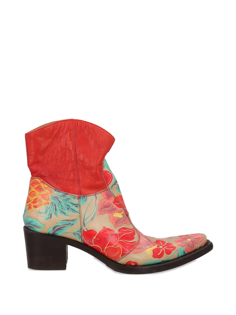 Gianni Barbato floral-print leather boots - Rot