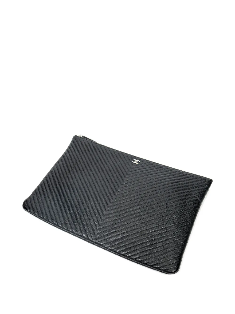 CHANEL Pre-Owned CC chevron-quilted clutch bag - Nero