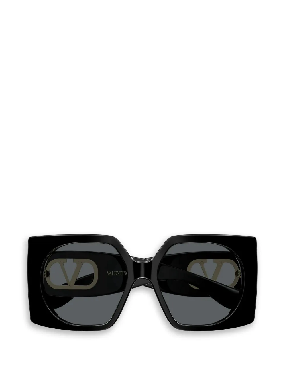VALENTINO GARAVANI EYEWEAR V-logo geometric-frame sunglasses - Nero