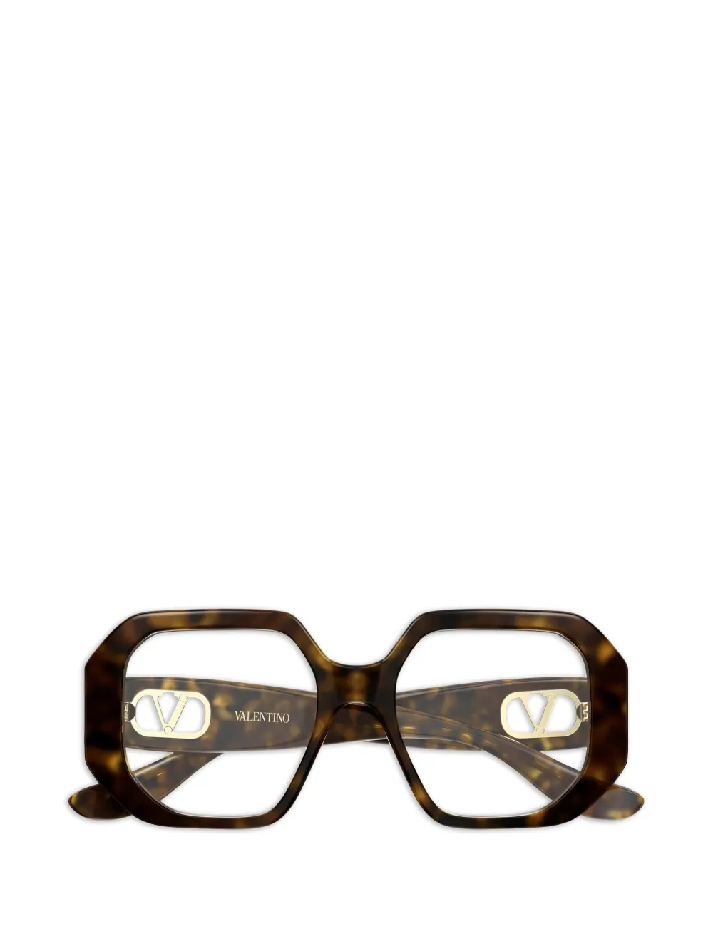 VALENTINO GARAVANI EYEWEAR Occhiali con effetto tartarugato e logo - Marrone
