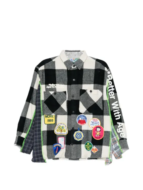 Better with Age  patch-embellished checked shirt