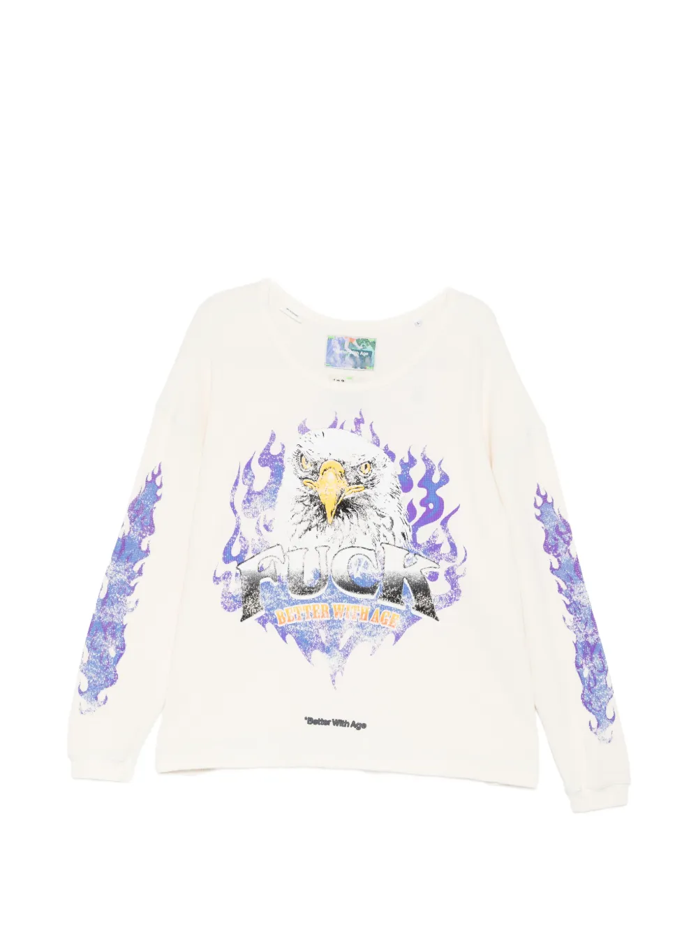 Better with Age eagle-print long-sleeve T-shirt - Toni neutri