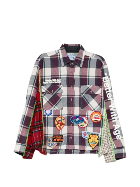 Better with Age  patchwork check-print shirt