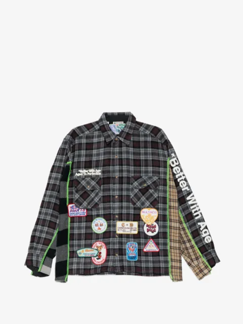 Better with Age  patch-detail checked shirt