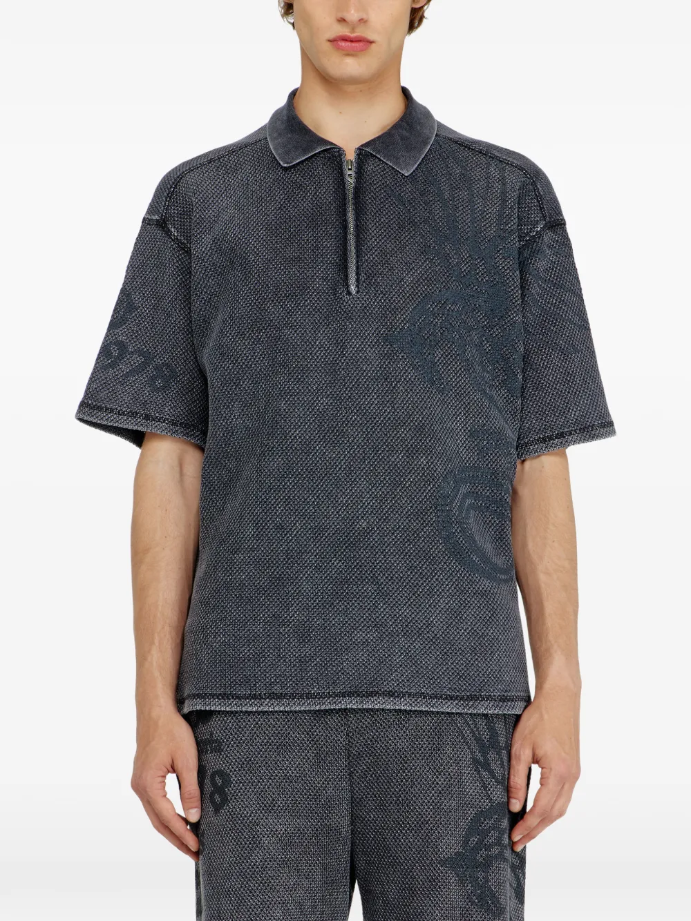Diesel katoenen poloshirt met jacquard Grijs
