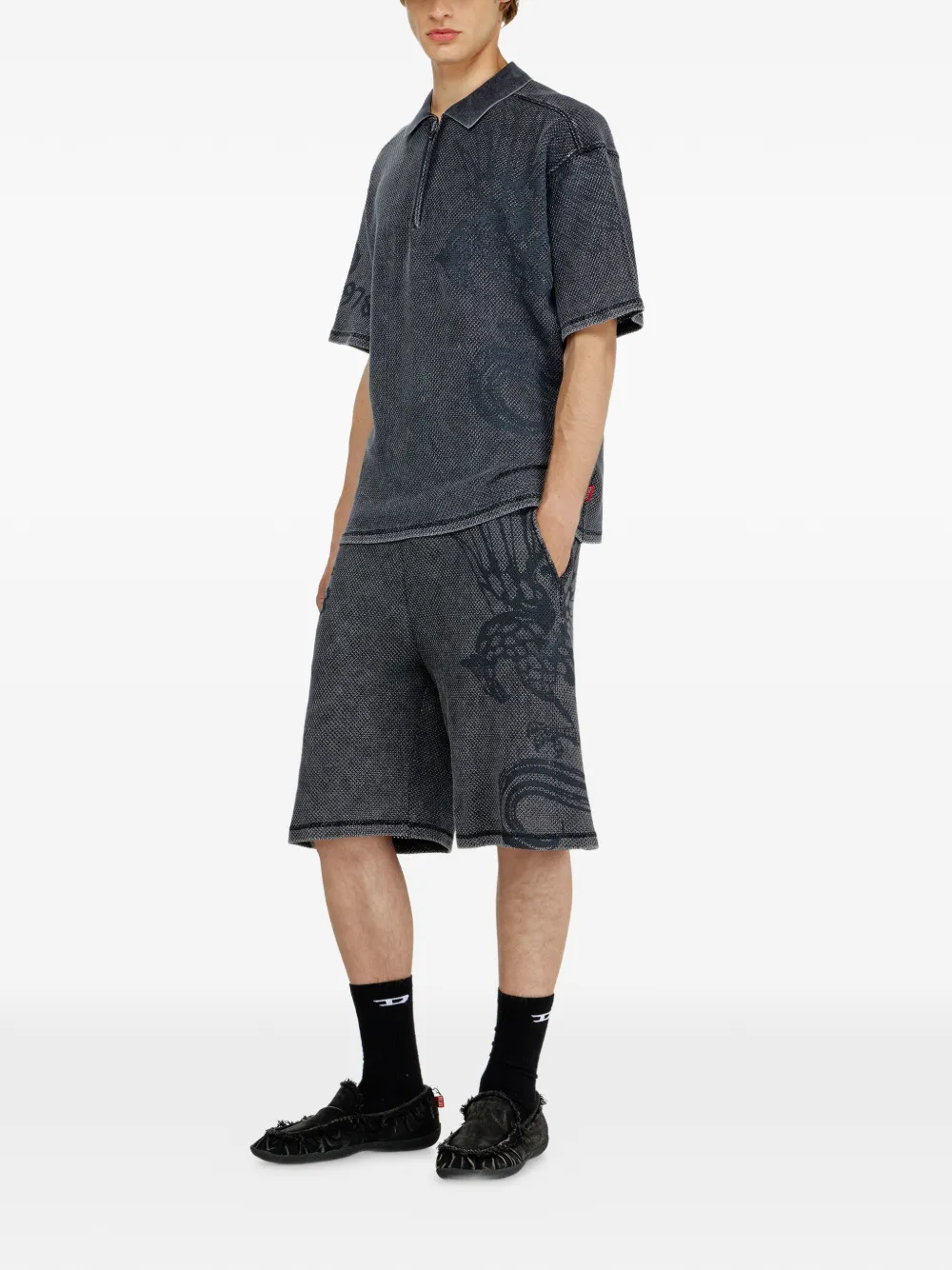 Diesel katoenen poloshirt met jacquard Grijs