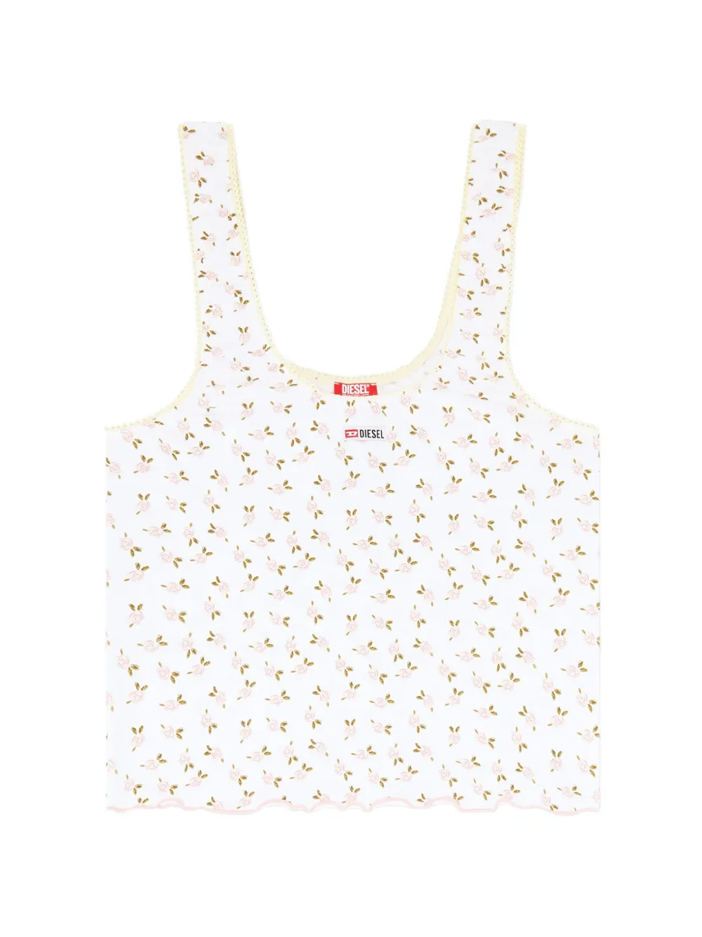 Diesel Top in cotone elasticizzato con stampa a fiori - Bianco