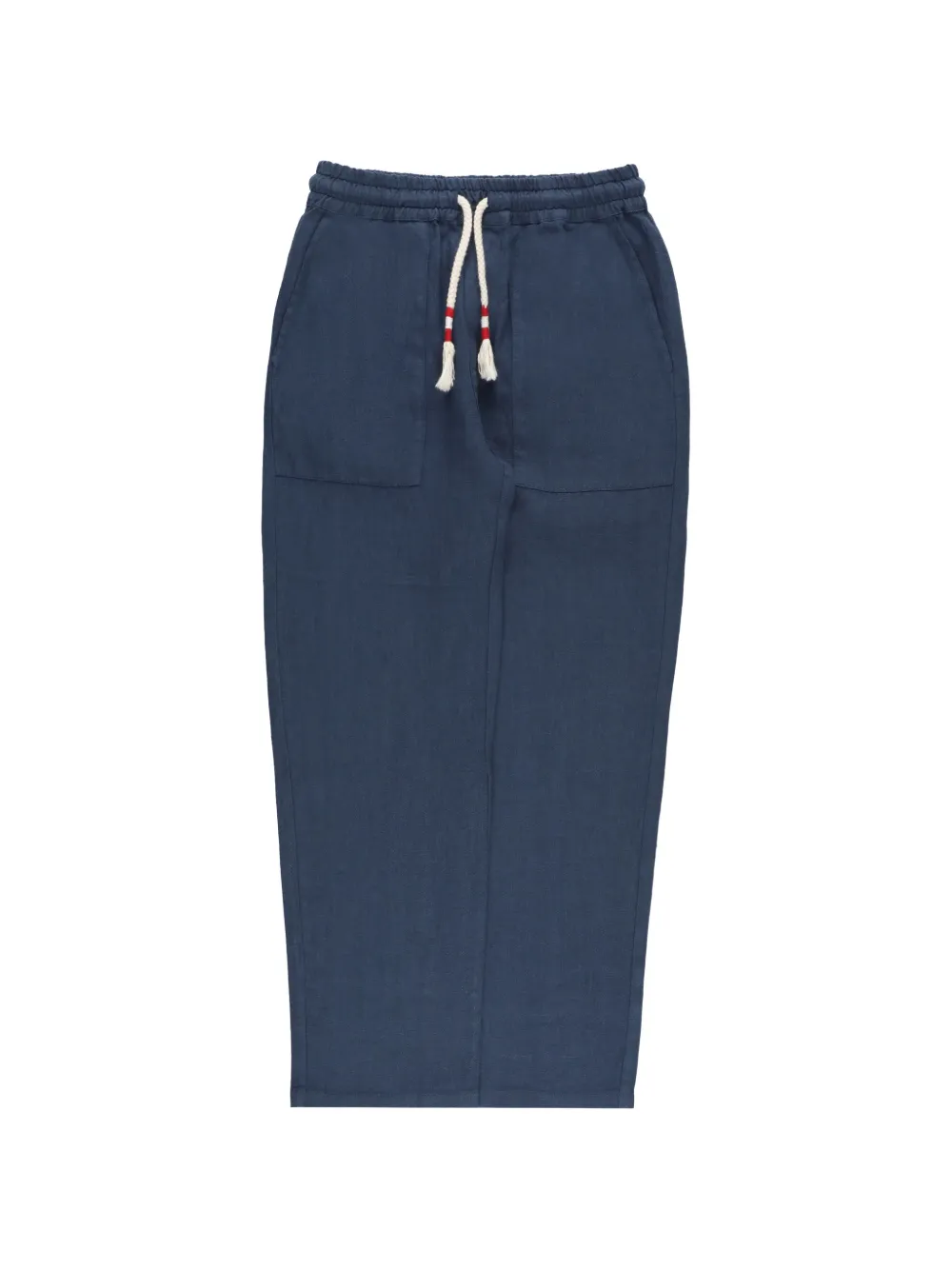 Mc2 Saint Barth Calais Jr Drawstring-waist Linen Casual Trousers In Blue