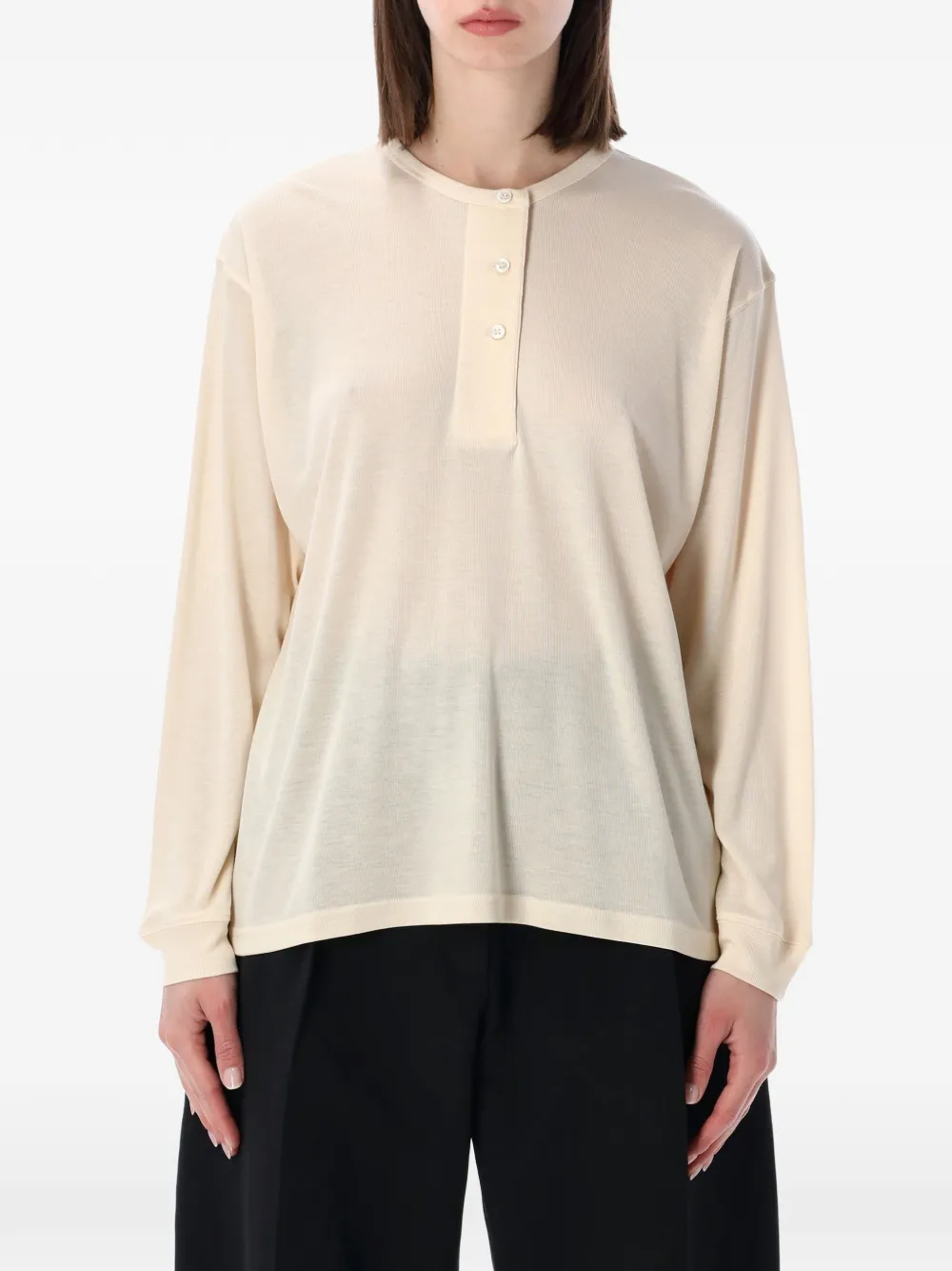 Studio Nicholson Rutas long-sleeve henley top - Toni neutri