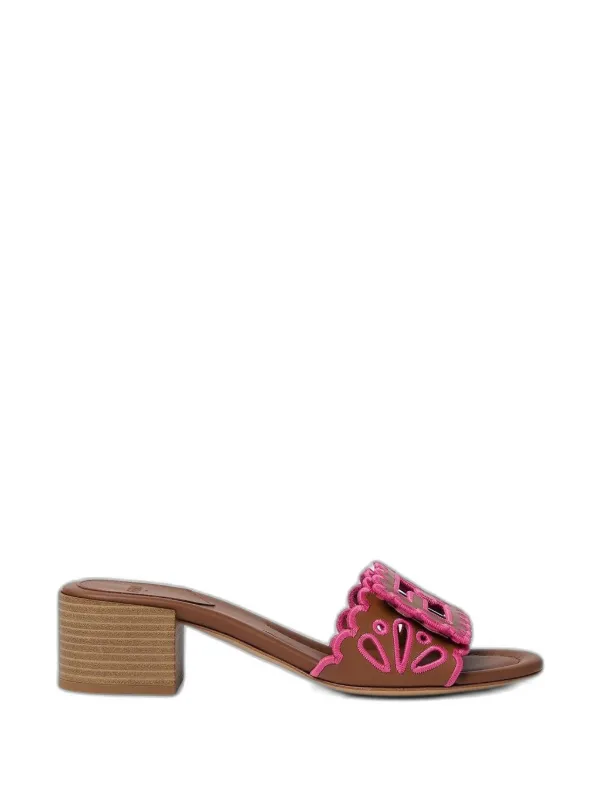 Fendi Scalloped Sandals in Brown