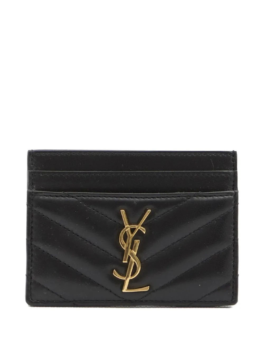 Saint Laurent Cassandre quilted leather card holder - Schwarz