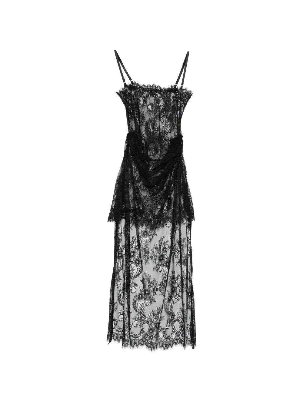 Alchemy lace-overlay draped dress - Black