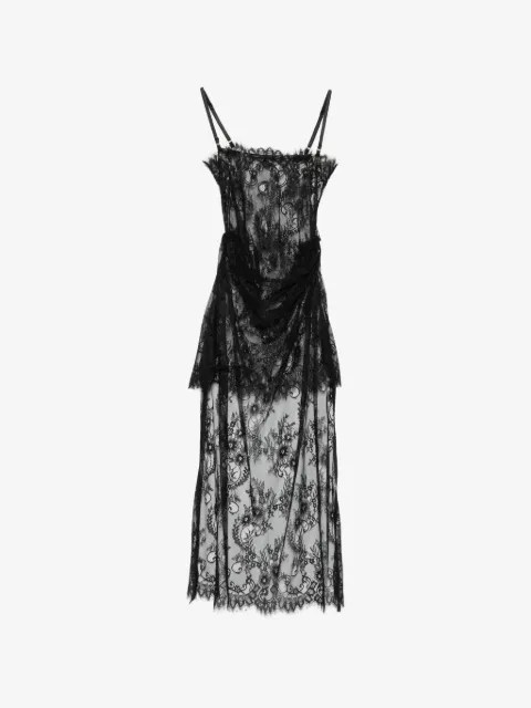 Alchemy lace-overlay draped dress