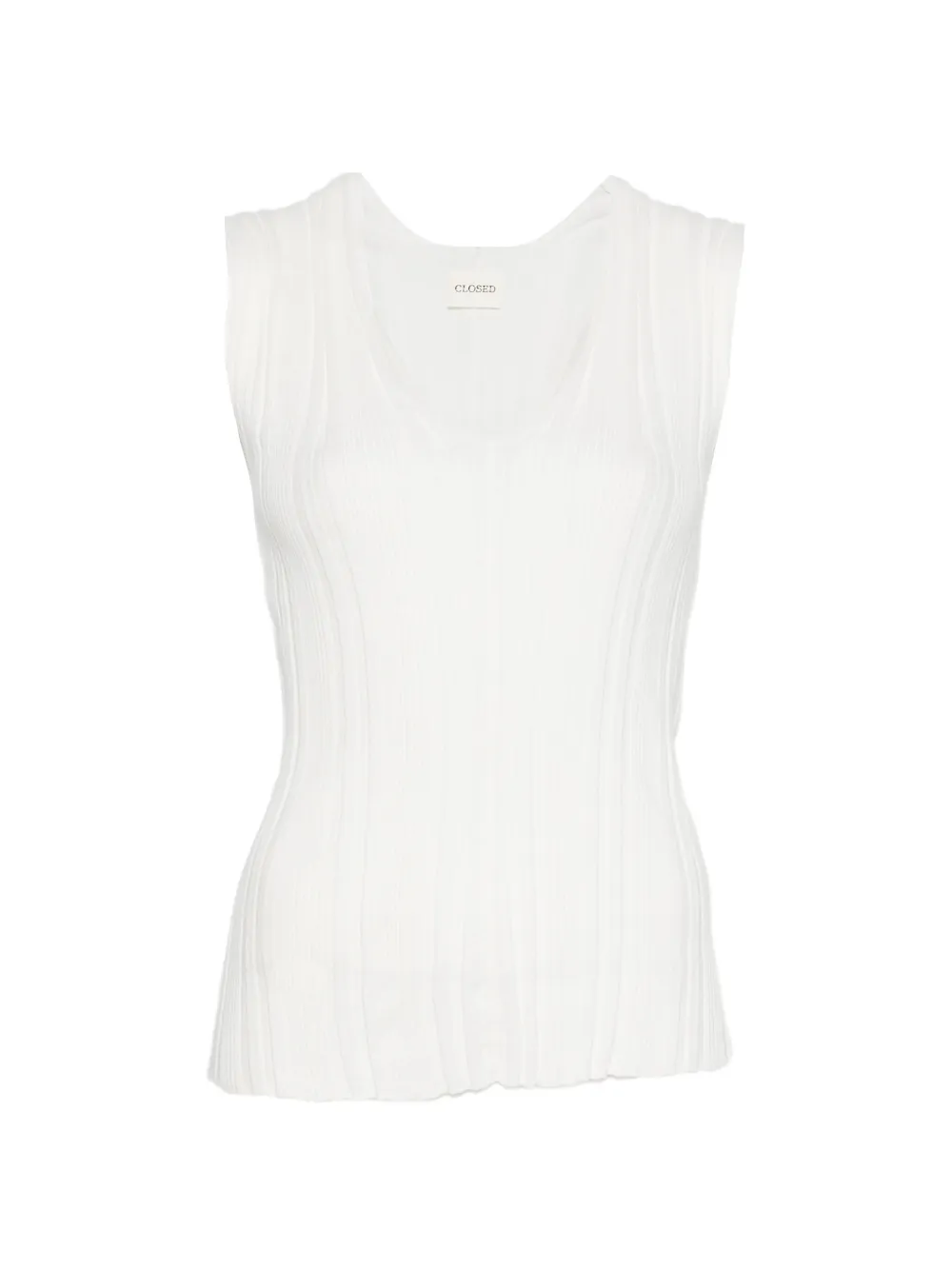 Closed ribbed-knit V-neck sweater - Bianco