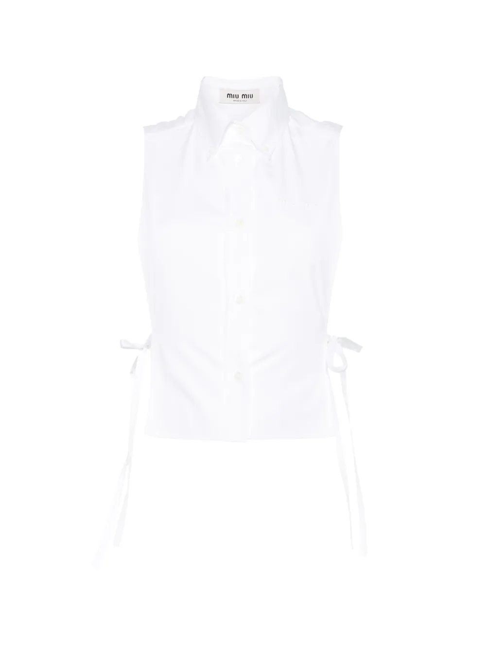 Miu Miu side-tie logo-embroidered shirt - Toni neutri