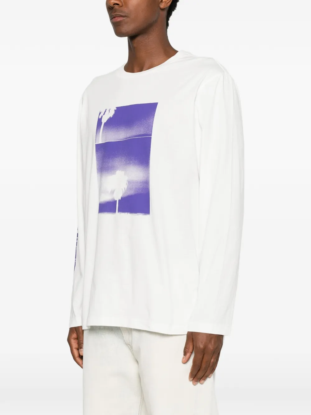 OAMC Peacemaker T-shirt met panorama-print en lange mouwen Wit