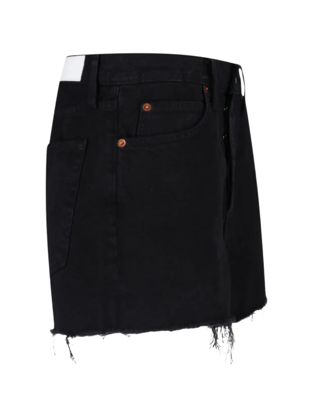 RE DONE The Breezy gerafelde shorts met franje Zwart