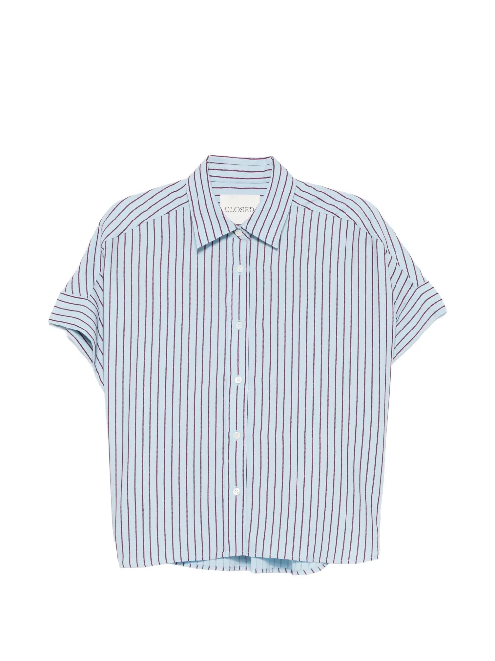Closed striped short-sleeve shirt - Blu
