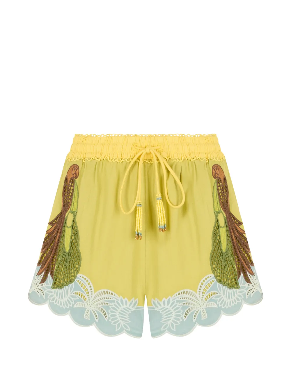 FARM Rio embroidered scalloped-hem mini shorts - Giallo