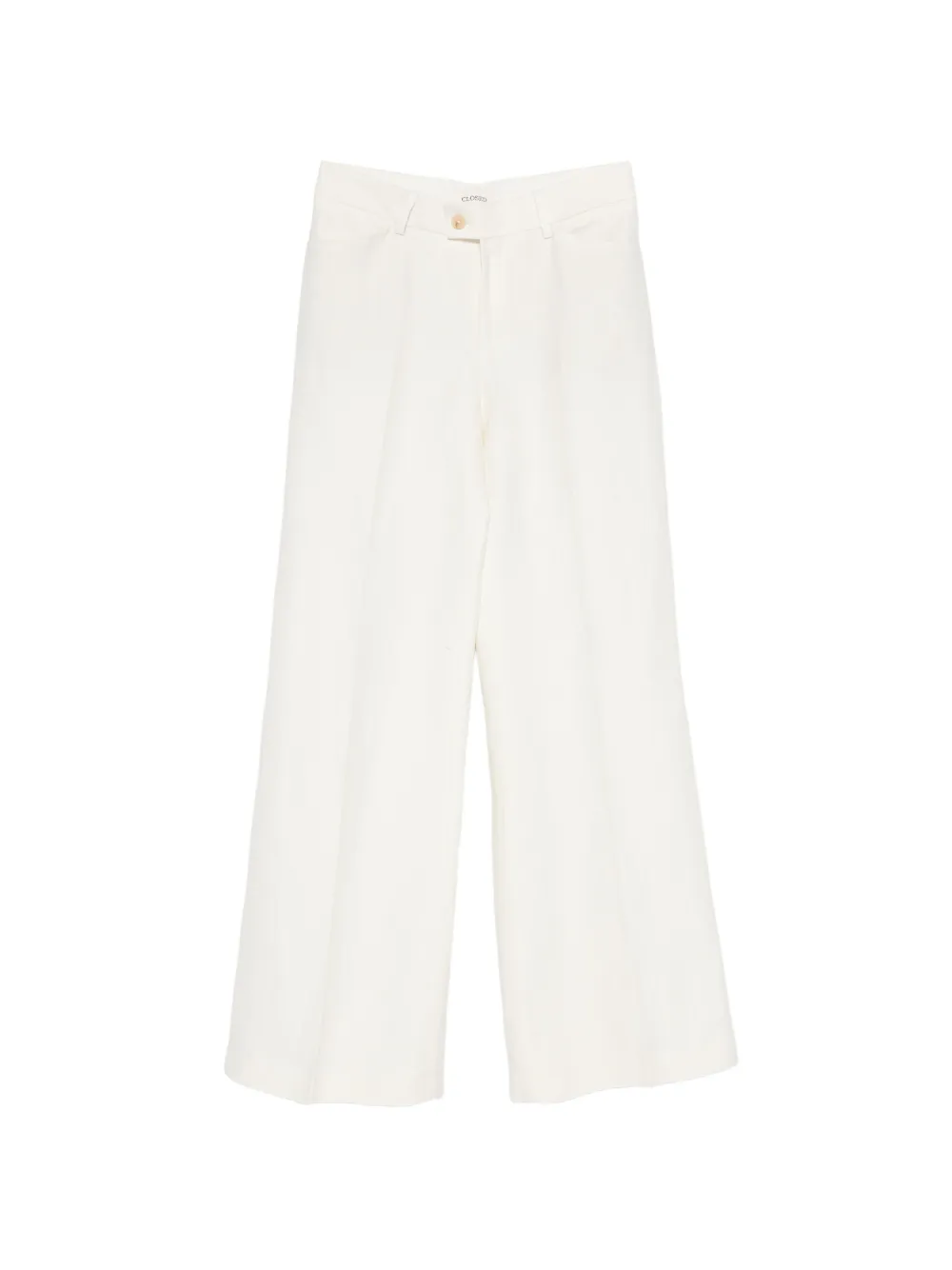 Closed Pressed-crease Wide-leg Trousers In White
