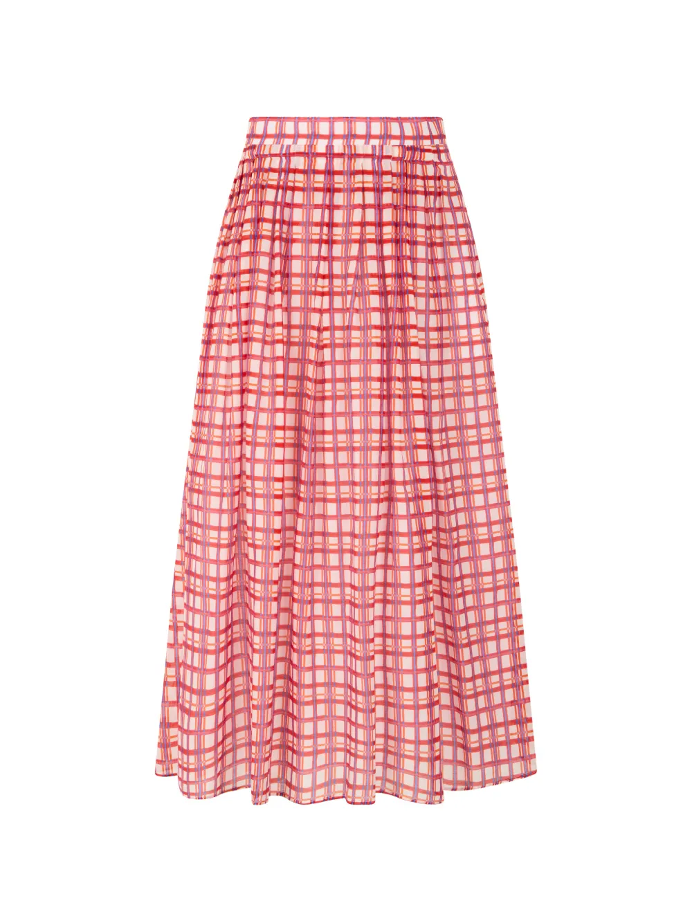 Max Mara check-pattern pleated midi skirt - Rosso