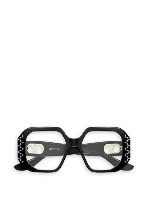 VALENTINO GARAVANI EYEWEAR crystal-embellished geometric-frame glasses