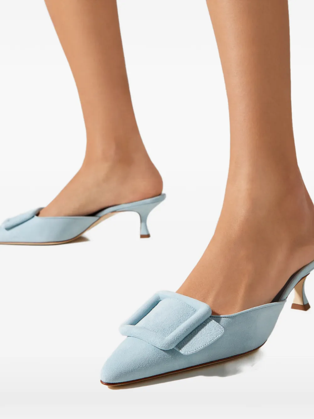 Manolo Blahnik Maysale buckle-detail mules Blauw
