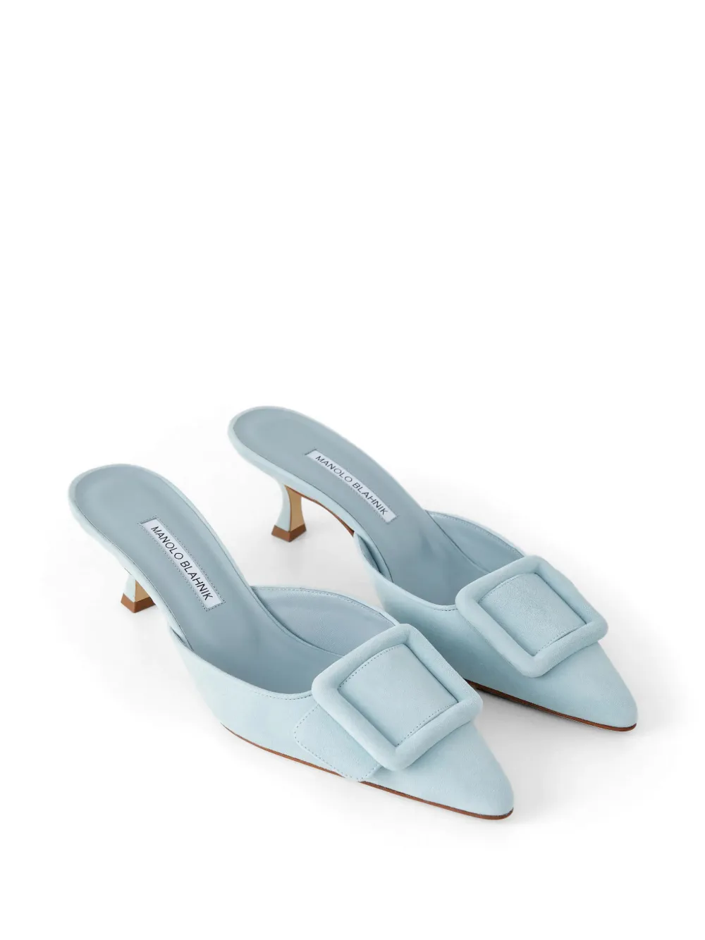 Manolo Blahnik Maysale buckle-detail mules Blauw