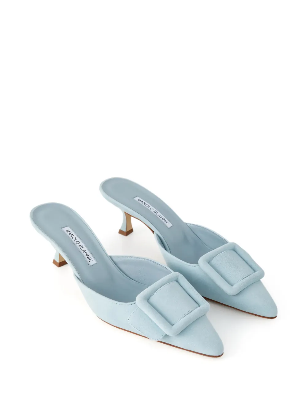  Manolo Blahnik Mules Maysale Con Hebilla - Azul 