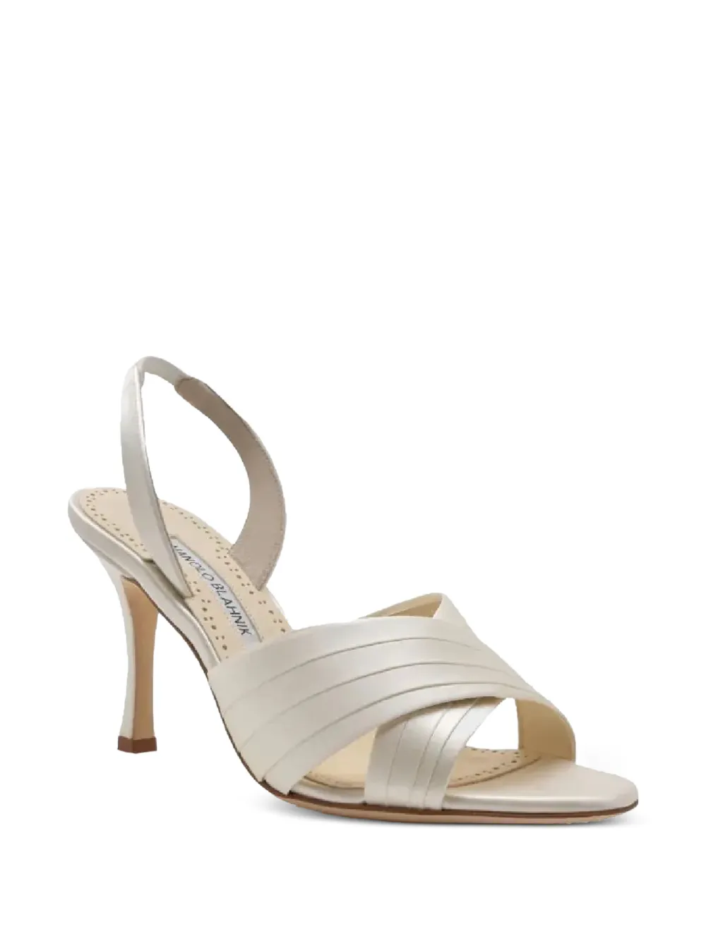 Manolo Blahnik Vierasan pleated satin sandals Beige