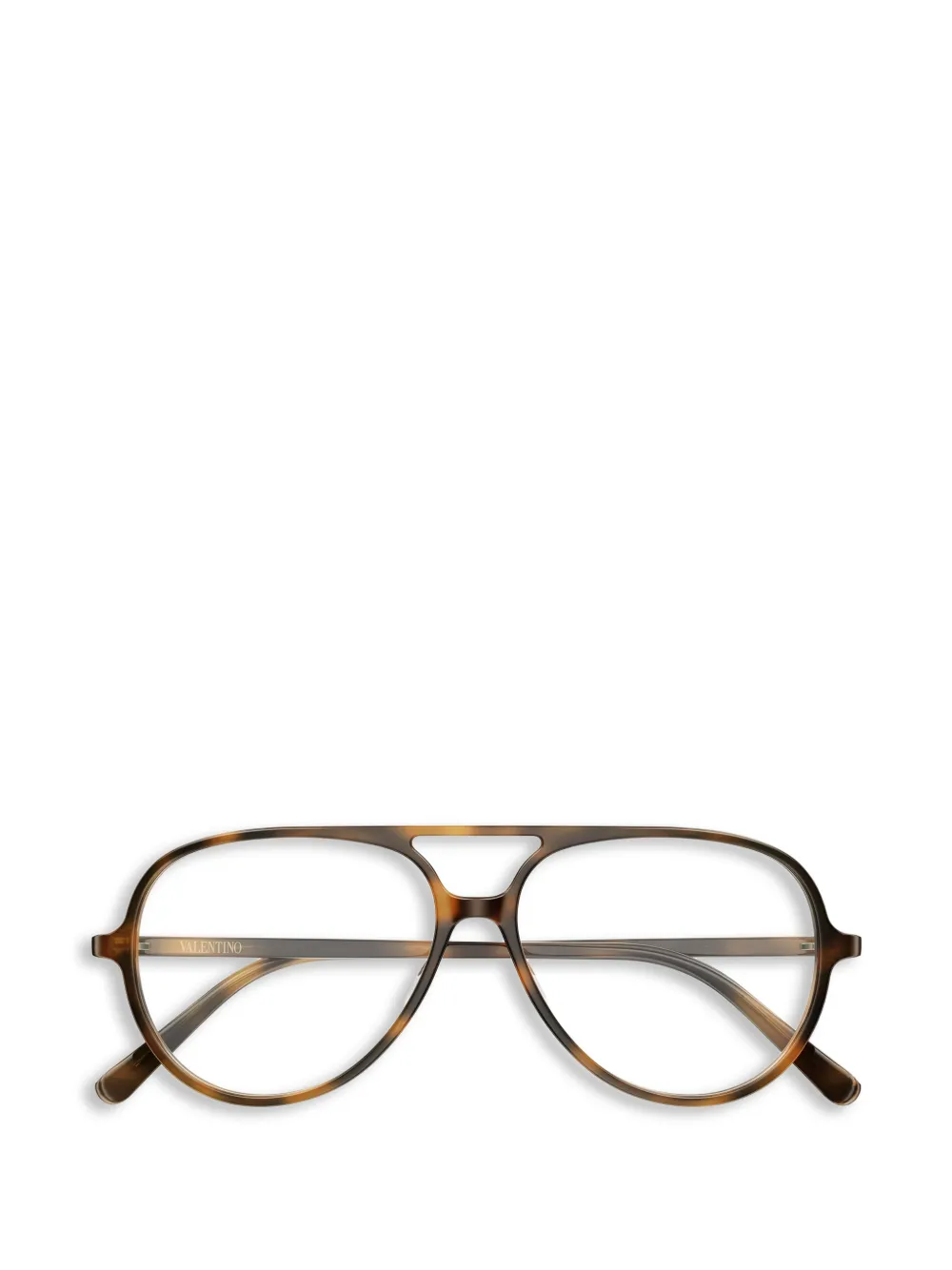 VALENTINO GARAVANI EYEWEAR tortoiseshell-effect pilot glasses - Marrone