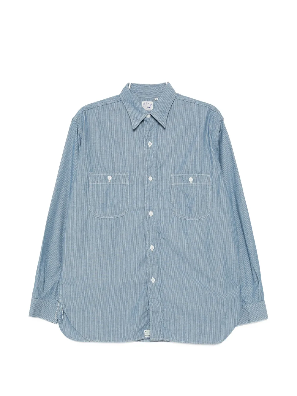 Orslow striped chest pockets shirt - Blu