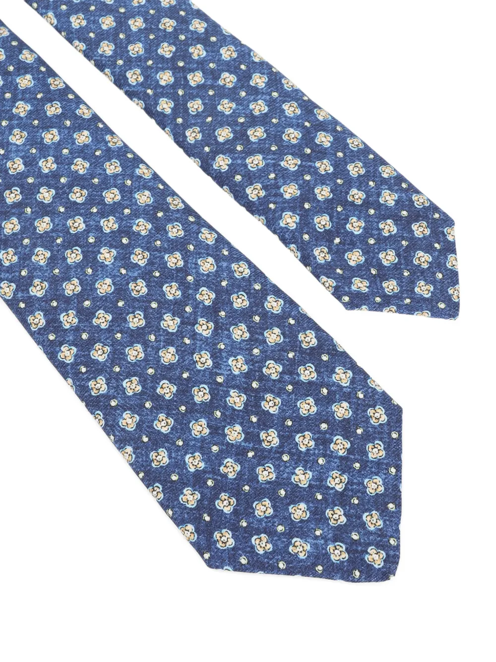 Kiton Slim Tie Pointed Tip Floral Pattern In Blue