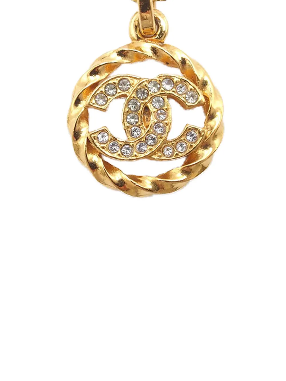 CHANEL Pre-Owned 1982 CC Gold Plated Strass Round Pendant Necklace costume necklace - Oro