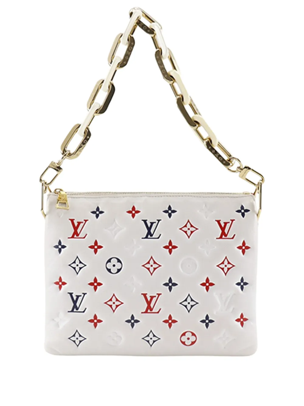 Louis Vuitton Pre-Owned 2021-2026 Tricolor Monogram Embossed Puffy Lambskin Coussin PM satchel - Rosso