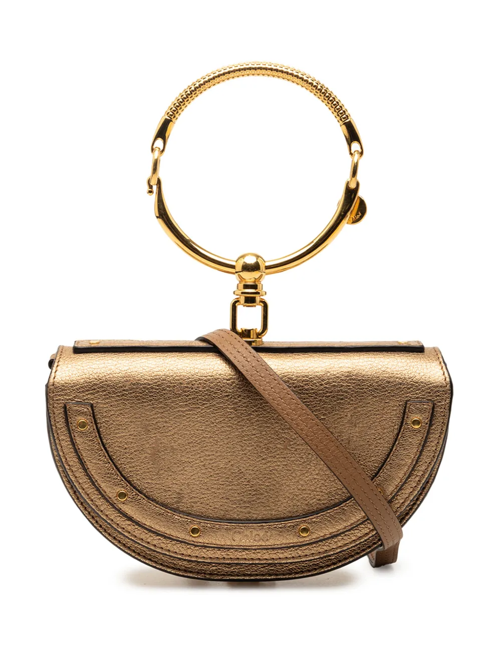 Chloé Pre-Owned 2019 Metallic Leather Nile Bracelet Minaudiere Bag satchel - Oro