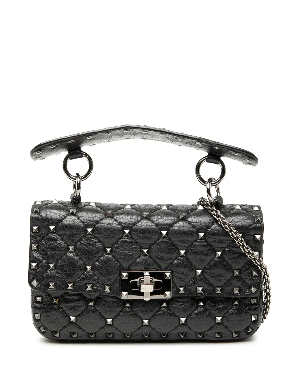 Valentino Garavani Pre-Owned 2000-2017 Small Nappa Rockstud Spike satchel - Nero