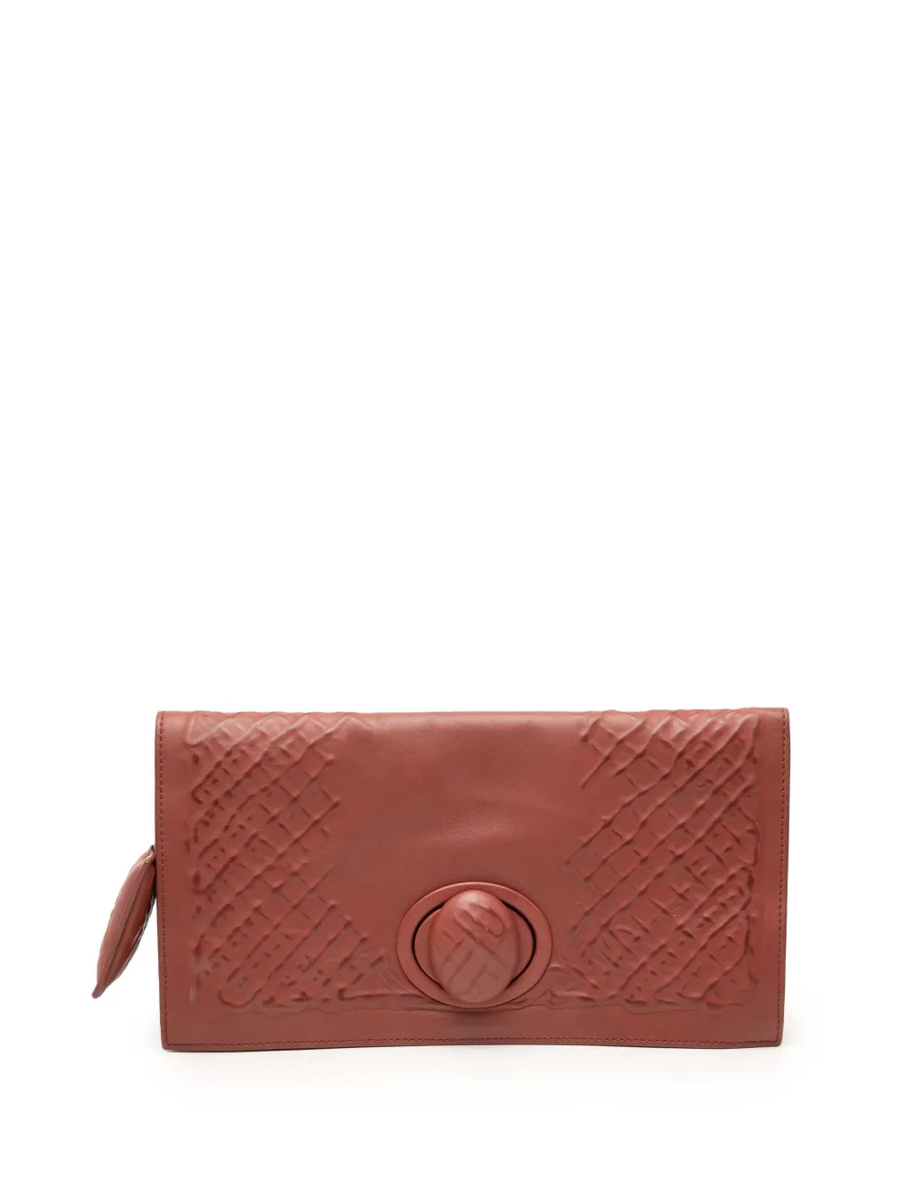 Bottega Veneta Pre-Owned 2012-2026 Nappa Embossed Intrecciato Turn Lock clutch bag - Marrone